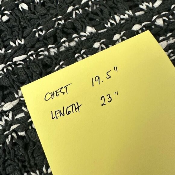 Eileen Fisher Black White Loose Open Knit 3/4 Sleeve Sweater Top Petite small - Picture 8 of 8